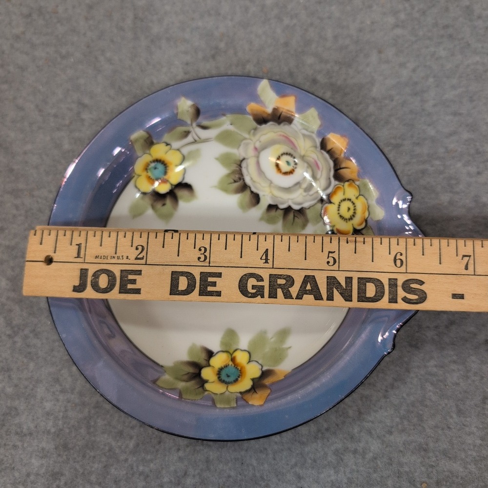 Vtg Noritake Hand Painted Floral Porcelain Nut Bowl Lavender Luster Rim Japan - Picture 2 of 5